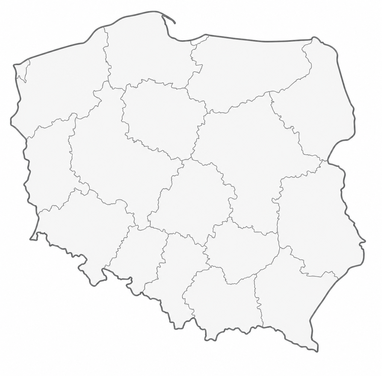 Mapa Polski z podziałem na województwa